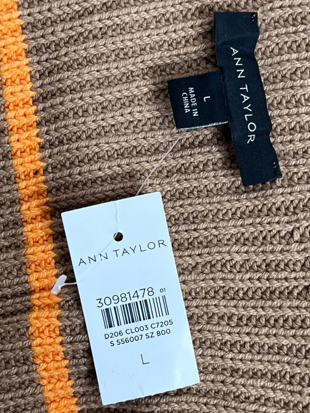 NWT Ann Taylor Sz L Striped Ribbed Knit Turtleneck Sweater